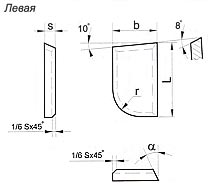 Пластины твердосплавные напаиваемые: тип 07, 67 Левая