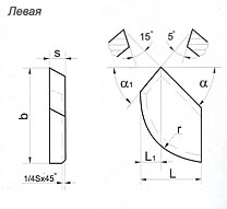 Пластины твердосплавные напаиваемые: тип 09 Левая