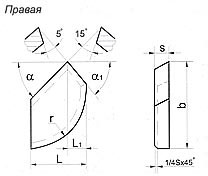 Пластины твердосплавные напаиваемые: тип 09 Правая