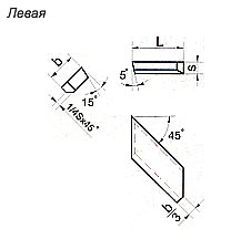 Пластины твердосплавные напаиваемые: тип 15 Левая