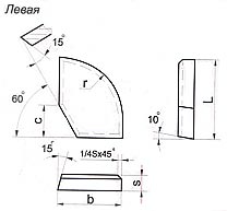 Пластины твердосплавные напаиваемые: тип 49 Левая